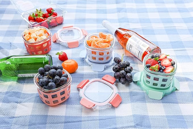 Ello Duraglass Glass Meal Prep Sets Leak-Proof Glass Food Storage Containers with Airtight BPA-Free Plastic Lids, Dishwasher, Microwave, and Freezer Safe