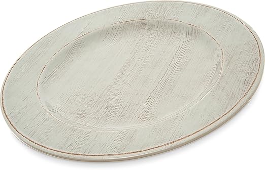 Carlisle FoodService Products Grove Reusable Plastic Plate Dinner Plate with Wide Rim for Home and Restaurant, Melamine, 11 Inches, Buff, (Pack of 12)