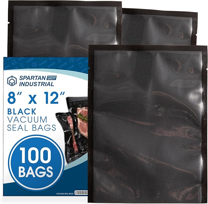 Spartan Industrial 8" X 12" Vacuum Seal Bags - 100 Count BPA-Free Food Storage Bags for Marinating, Freezing, Sous Vide Cooking