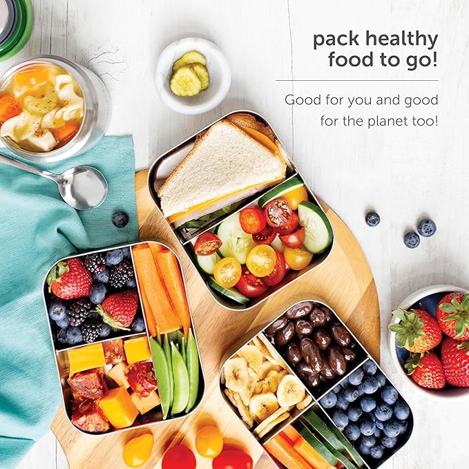 LunchBots Tiny Dips Condiment Containers - Set of 3 - Perfect Portion Cups - Spill Proof Lunch Box Sauce Container with Lid - Food Grade Stainless Steel - 1.5oz - Dishwasher Safe - Assorted Lids