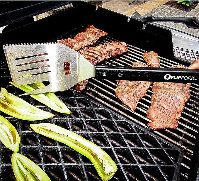 Boss 5 in 1 Grill Spatula with Knife, Fork, Bottle Opener and Turner BBQ Tools. All in One Grill Accessories Set for Outdoor Grills. 18 inch Grilling Accessories BBQ Set (Black)