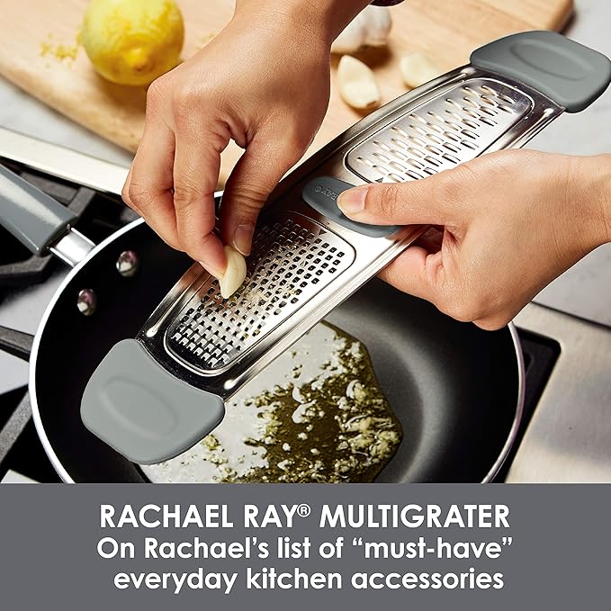 Rachael Ray Tools and Gadgets Stainless Steel Multi Grater for Cheese, Ginger, Garlic, and more, Gray