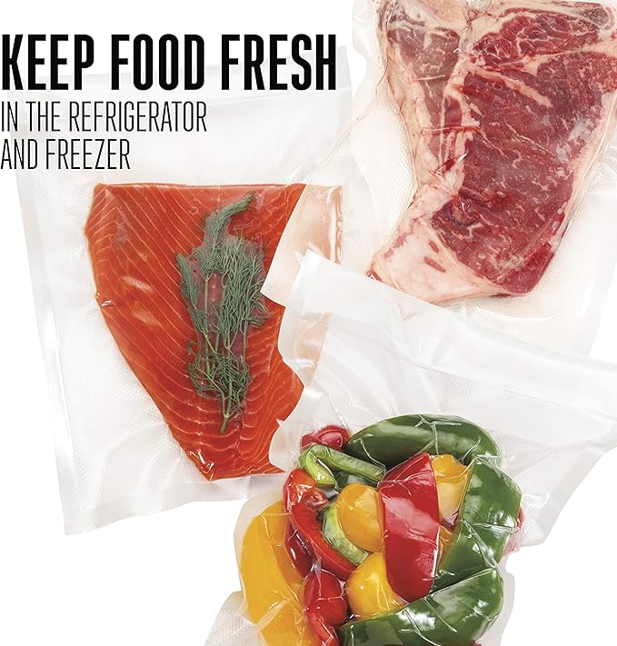 Weston Vacuum Sealer Bags for Food, 2 Ply 3mm Thick, for NutriFresh, FoodSaver & Other Heat-Seal Systems, for Meal Prep and Sous Vide, BPA Free, 8" x 12" (Quart), 100 count, Clear