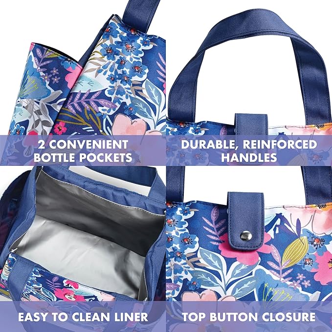 Fit & Fresh Lunch Bag For Women, Insulated Womens Lunch Bag For Work, Leakproof & Stain-Resistant Large Lunch Box For Women With Matching Tumbler, Snap Closure Westport Bag Floral