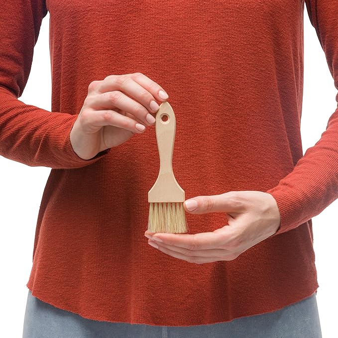 Redecker Natural Horsehair Flat Pastry Brush with Untreated Beechwood Handle, Ideal for Basting, Glazing and Applying Eggwash, 6 Inches, Made in Germany