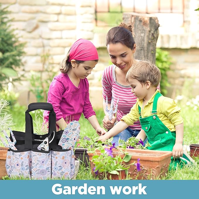 WORKPRO 5PCS Garden Tool Set, Aluminum Heavy Duty Gardening Tool Set with Bag, Outdoor Garden Hand Tools, Gardening Gifts