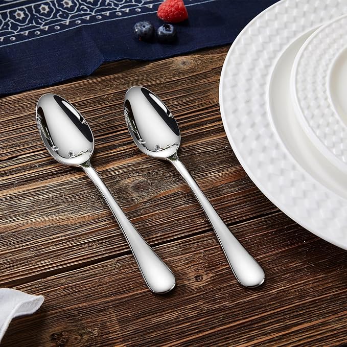 KEAWELL Premium Verona 8-Piece Spoon Set 6.5-Inch – 18/10 Stainless Steel, Heavy-Duty Mirror-Finished Flatware for Daily Meals, Hosting, and Special Occasions (8, Teaspoons)