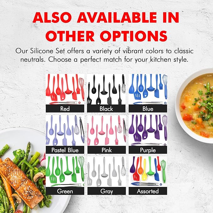 Chef Craft Premium Silicone Kitchen Tool and Utensil Set, 9 Piece, Red