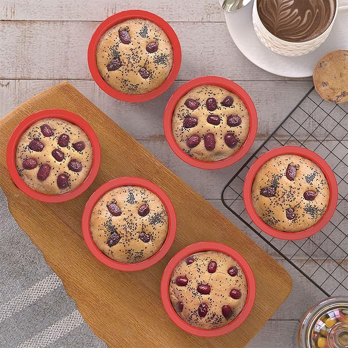 SILIVO 4 Inch Cake Pan (6 Pack) - Silicone Mini Smash Cake Pans, Nonstick Small Cake Pans for Smash Cake,Muffin and Egg Bites