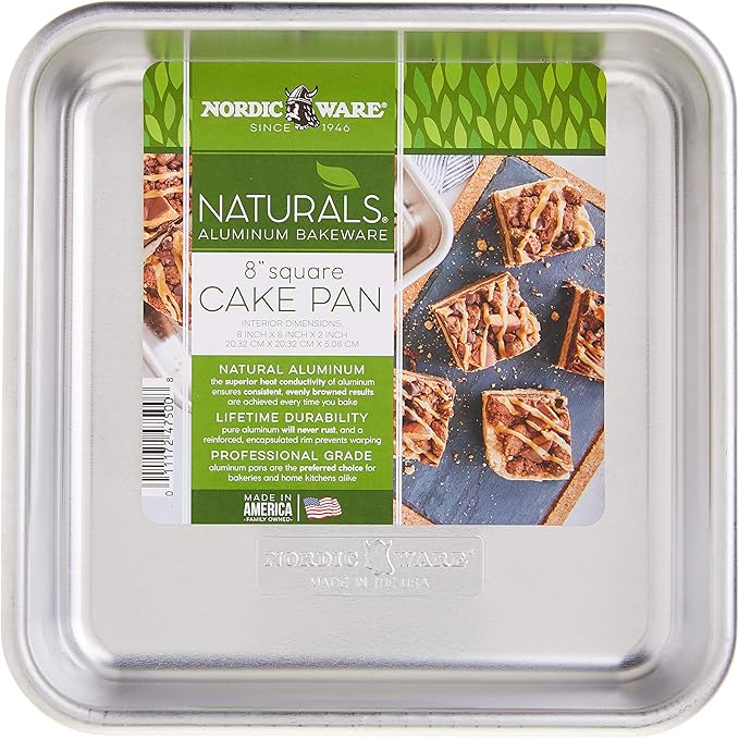 Nordic Ware - 47500 Nordic Ware Naturals Aluminum Commercial 8" x 8" Square Cake Pan, 8 by 8 inches, Silver