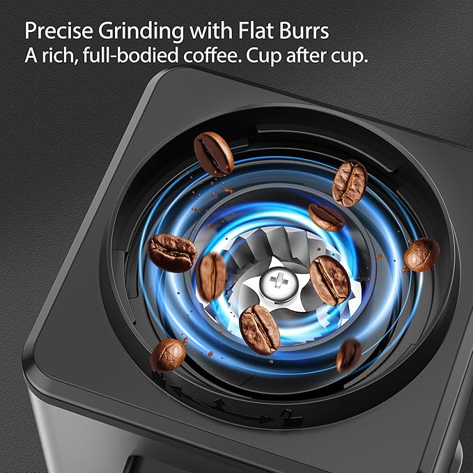 Conical Burr Coffee Grinder for Home,25 Precise Grind Settings,60-Second Timer,Easy to Clean Stainless Steel Burrs,Anti-Static & Anti-Slip Base