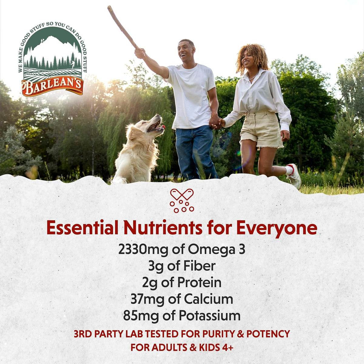 Barlean's Organic Flax Chia Coconut Seed Blend with 2,330 mg Omega 3 Fatty Acids, Fiber Supplement with Whole Chia Seeds and Ground Flaxseed, 12 oz