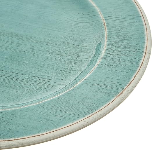 Carlisle FoodService Products Grove Reusable Plastic Plate Dinner Plate with Wide Rim for Home and Restaurant, Melamine, 11 Inches, Aqua, (Pack of 12)