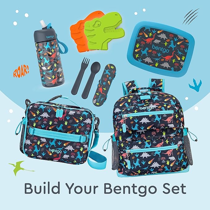 Bentgo Buddies Reusable Slim Ice Packs for Lunch Boxes, Lunch Bags, and Coolers - Multicolored 4-Pack (Dinosaur)