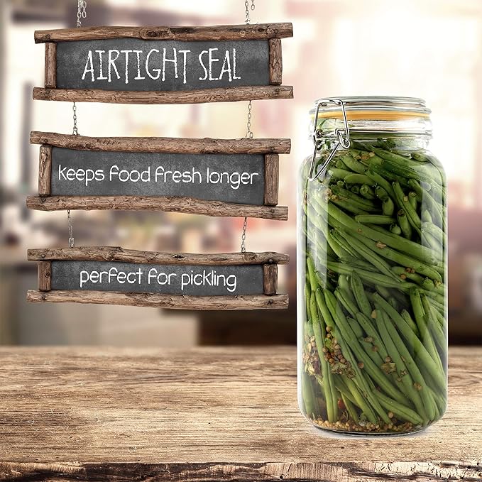 Galashield Glass Jars with Lids 67 oz Food Storage Jars with Airtight Lids Leak Proof Glass Canisters Kitchen Jars [Set of 2]