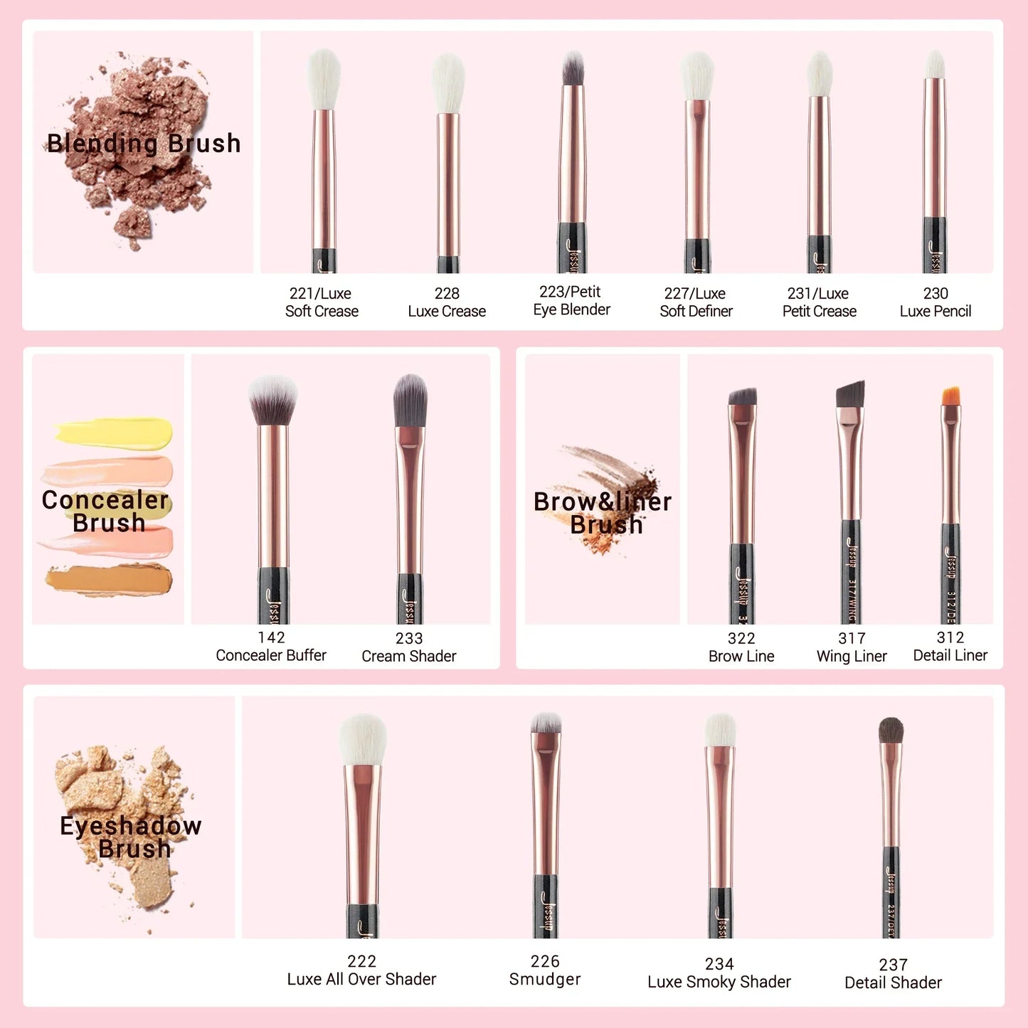 Jessup 15PCS Makeup Brush Set