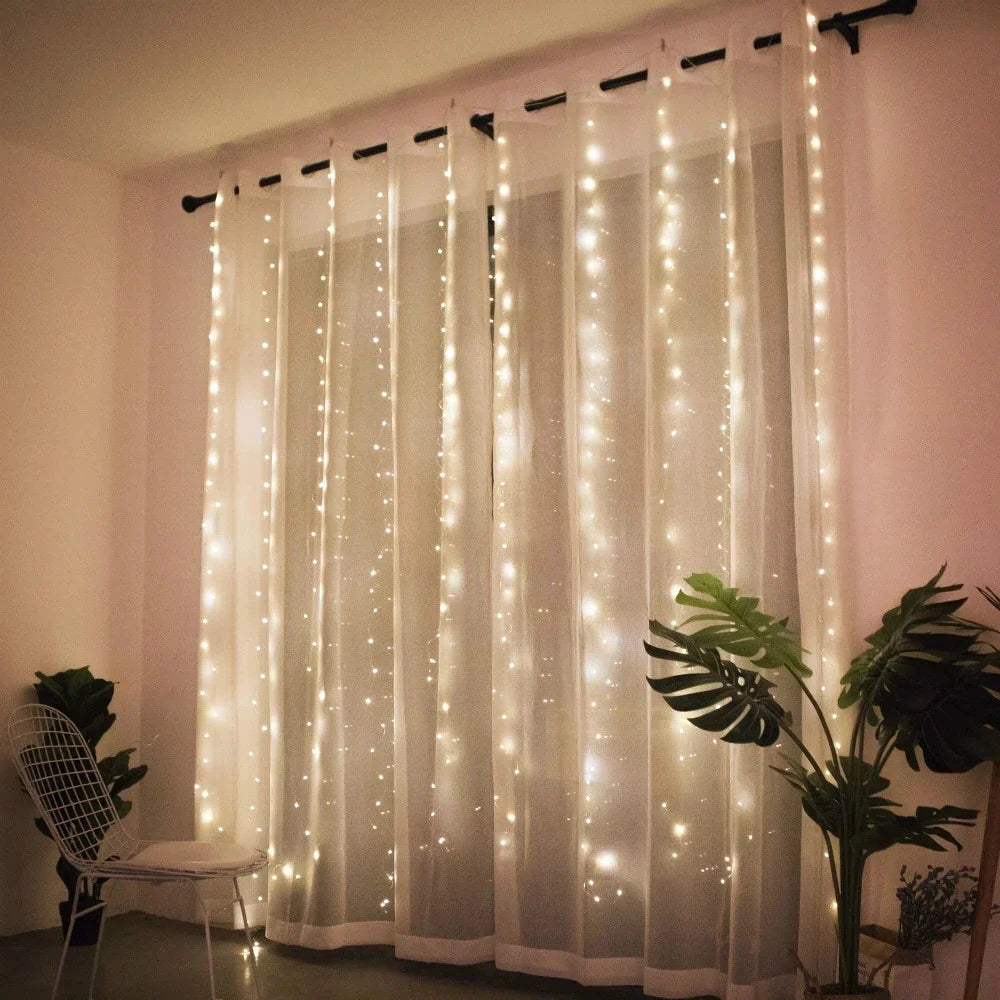 Christmas Curtain Fairy Lights Garland