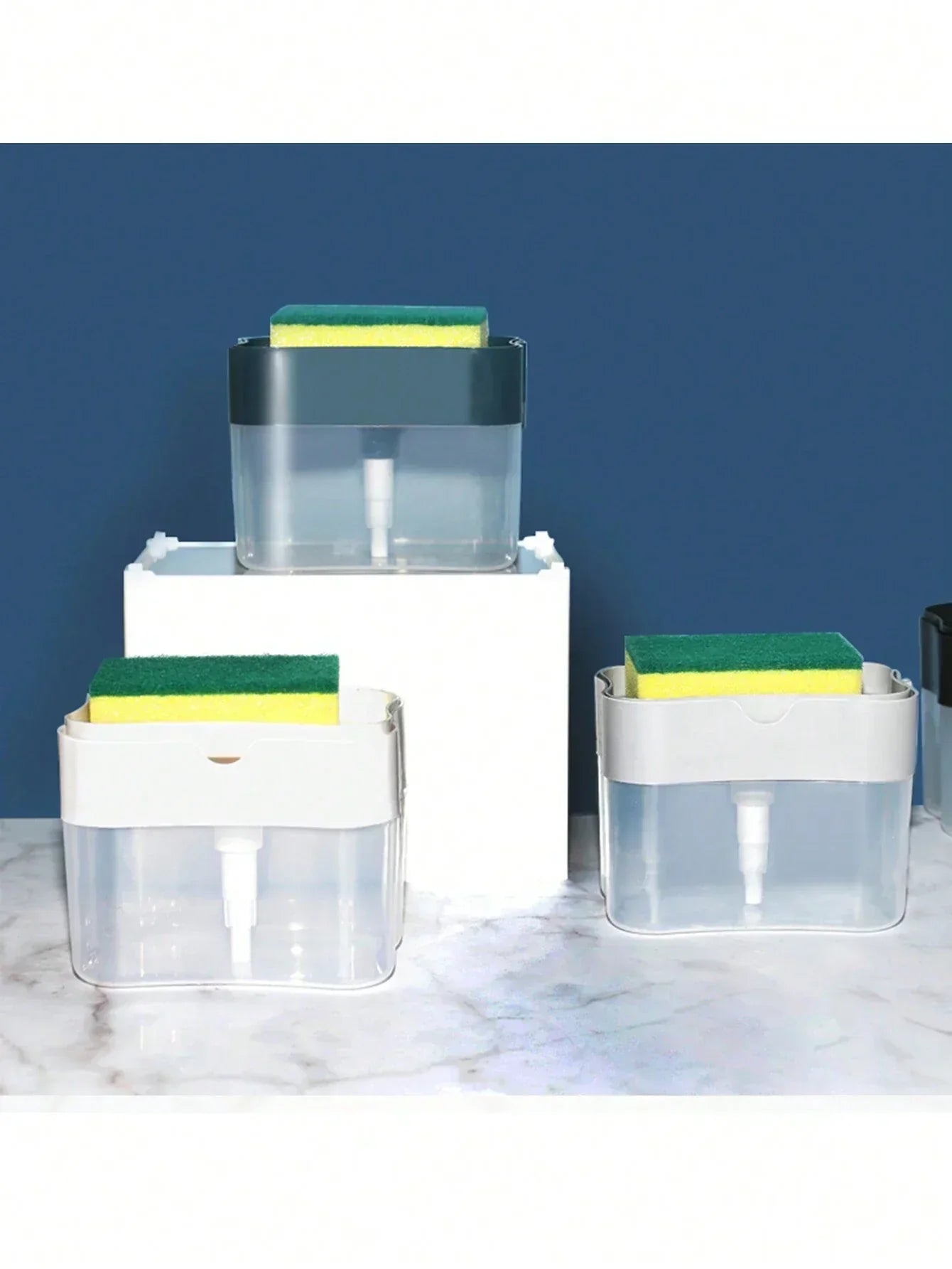 Press-Type Soap Dispenser with Scrubber