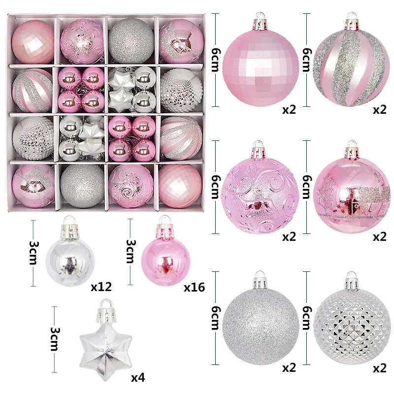 44pcs Christmas Ball Ornaments Set