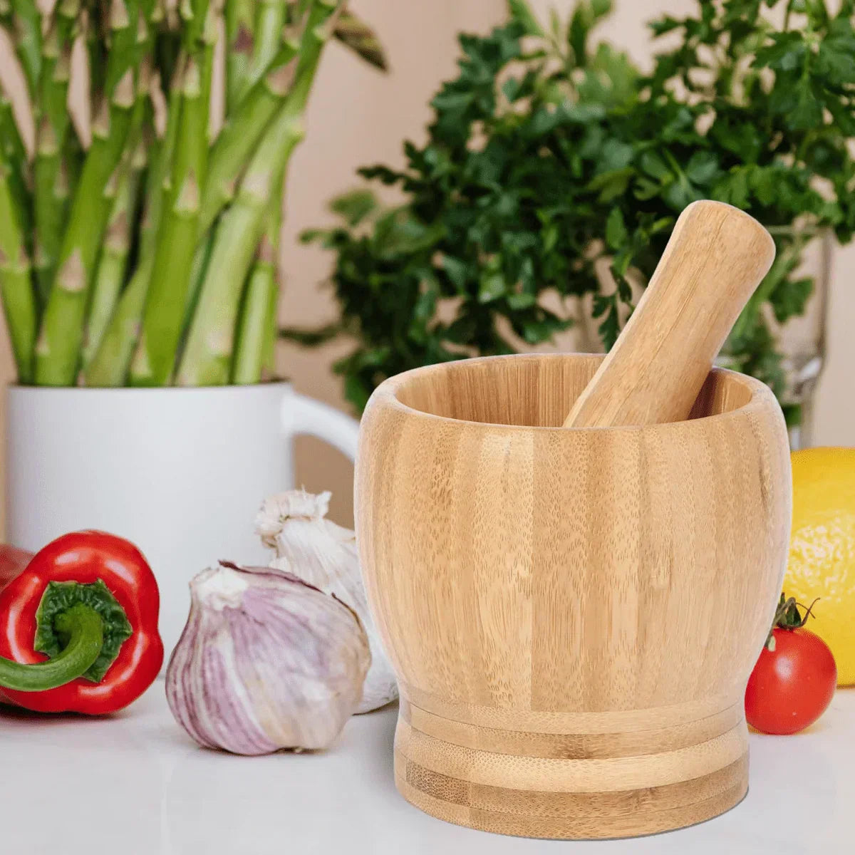 Leeseph Bamboo Mortar Set