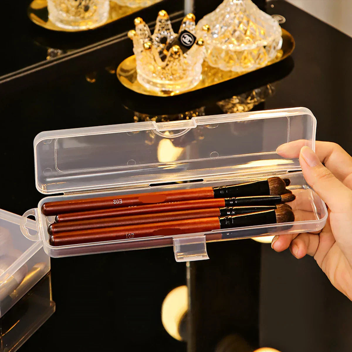 Portable Flip-Top Brush Organizer