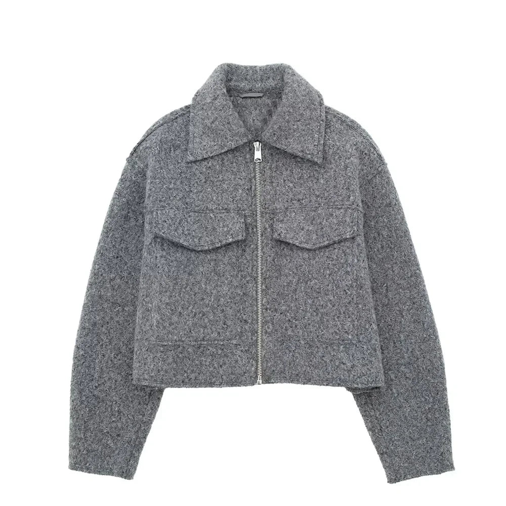 Willshela Women Vintage Zipper Jacket