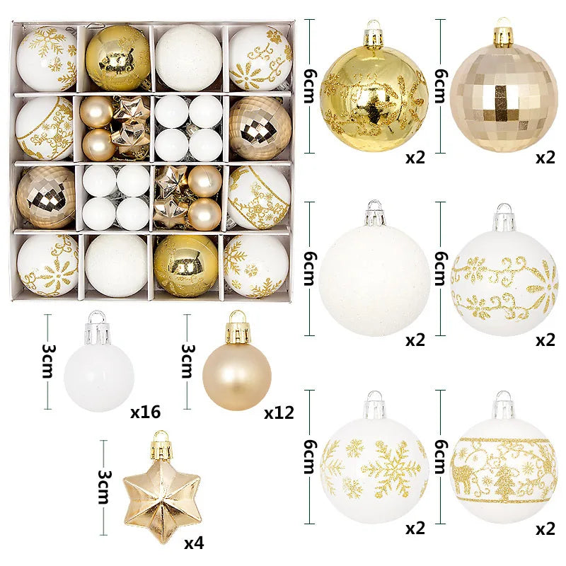 44pcs Christmas Ball Ornaments Set