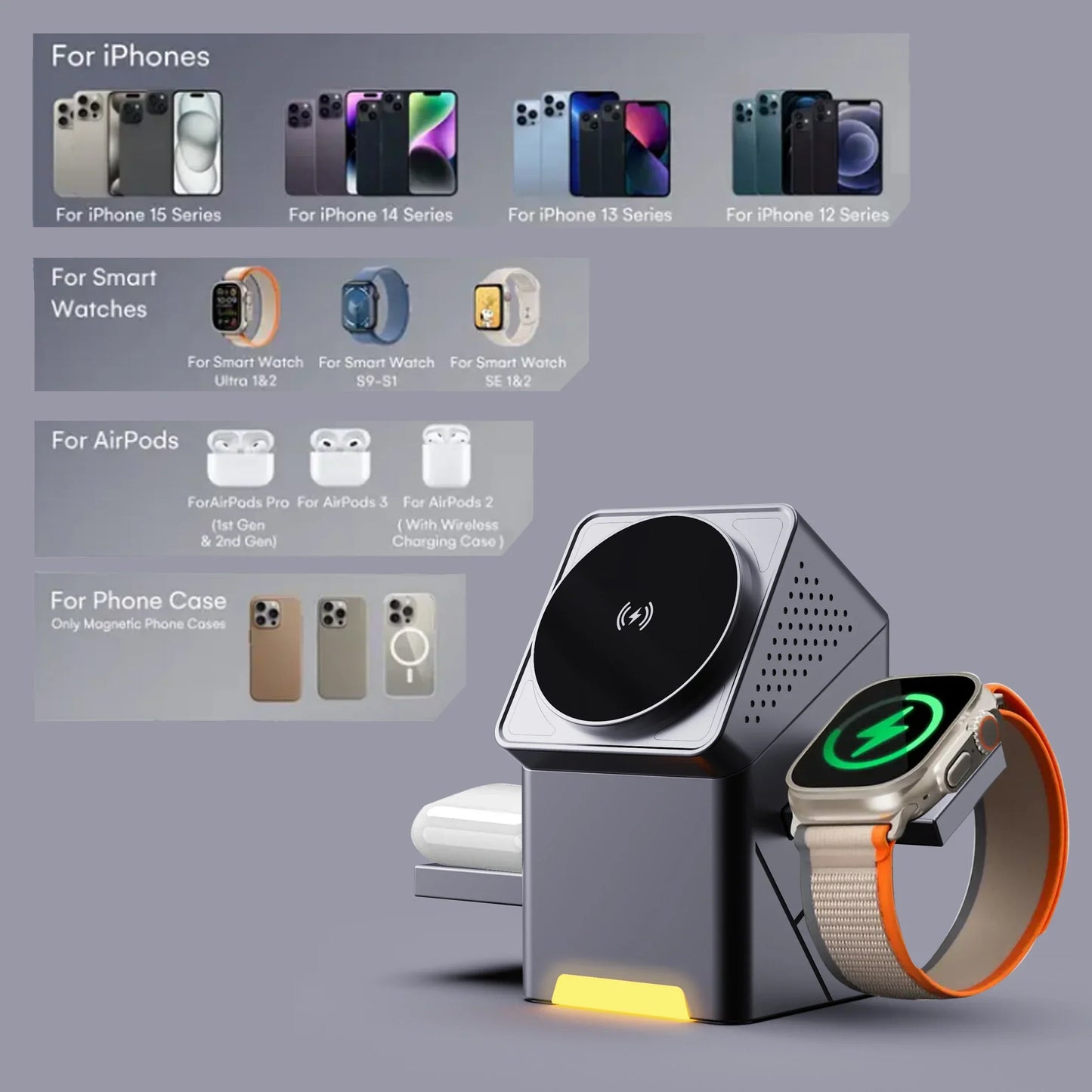 3-in-1 Magnetic Wireless Charger