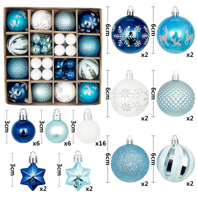 44pcs Christmas Ball Ornaments Set