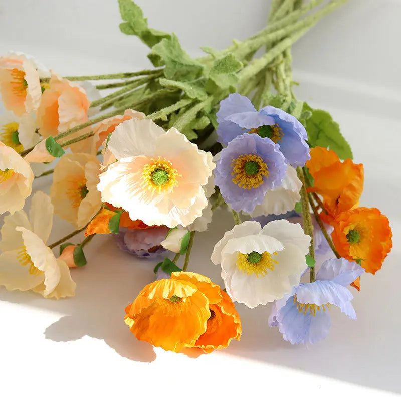 Silk Poppy Flower Branch