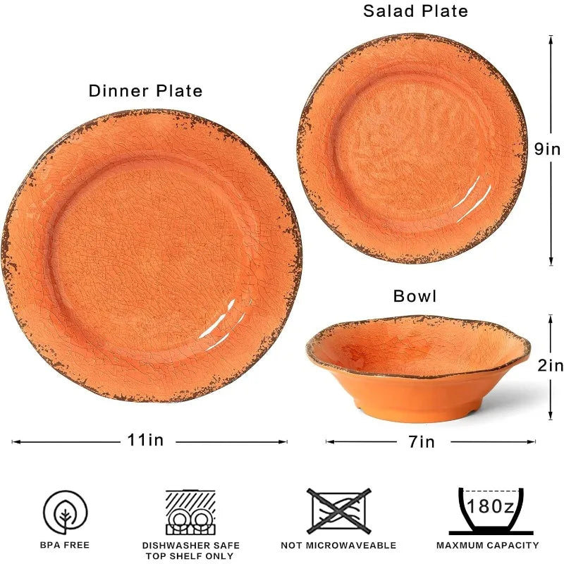 Crackle Melamine Dinnerware Set