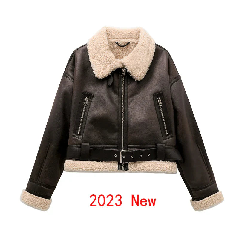 Vintage Warm Faux Shearling Jacket