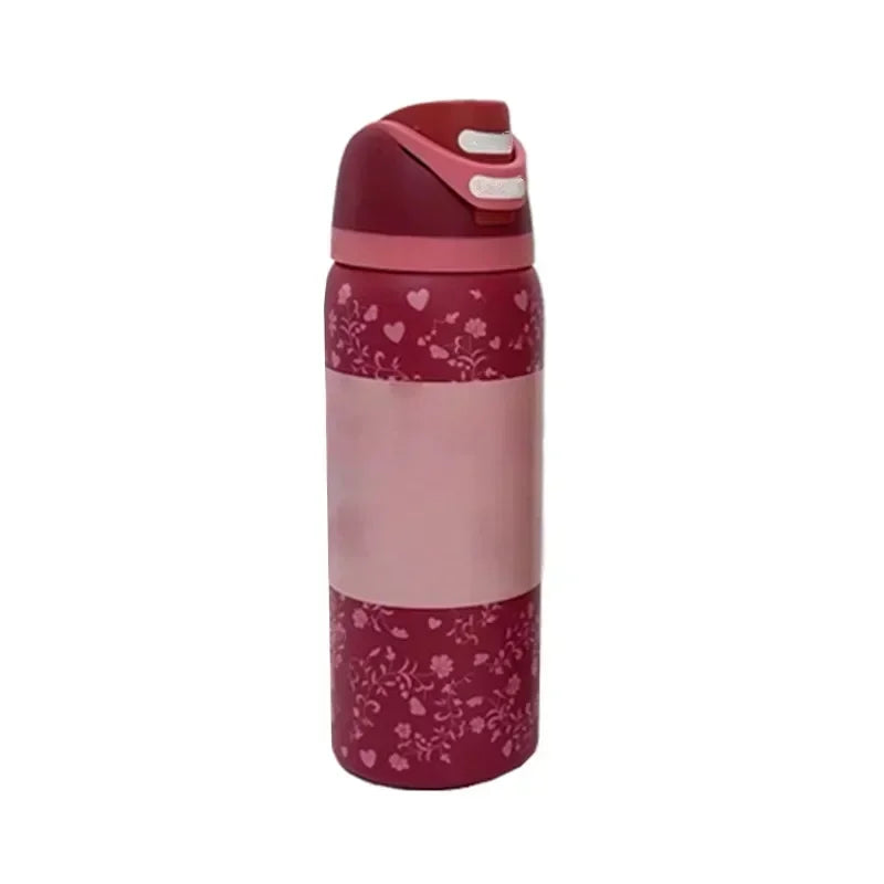 Owala Flower Black Straw Bottle
