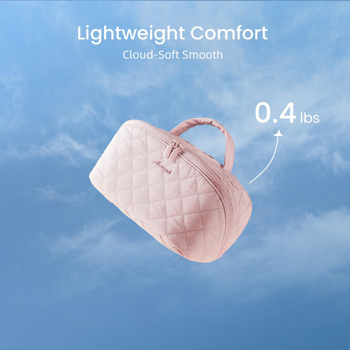 LOVEVOOK Travel Makeup Bag for Women, 2Pcs Puffer Waterproof Cosmetic Organizer, Large Capacity Pouch Open Flat Small Toiletry Bag with Brush Compartment & Handle (Pink, Medium)